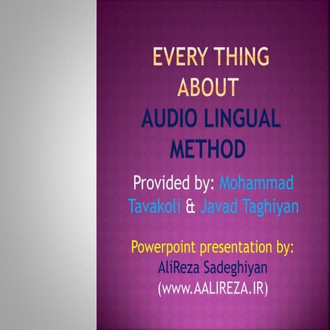 Audio Lingual Method in learning a foreign language(ALM)