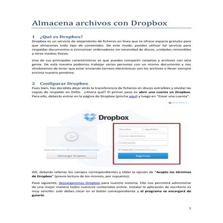Almacena archivos con dropbox