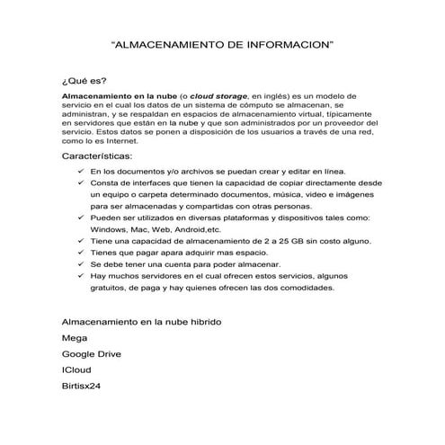 Almacenamiento en la nube