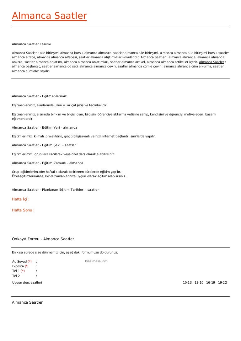 Almanca Saatler