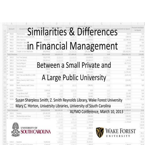 Similarities & Differences in Financial Management Between a Small Private and A Large Public University