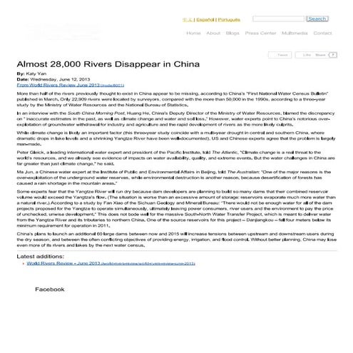 Almost 28,000 rivers disappear in china   international rivers