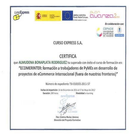 Cepade - Curso e-commerce internacional - 2012 certificado