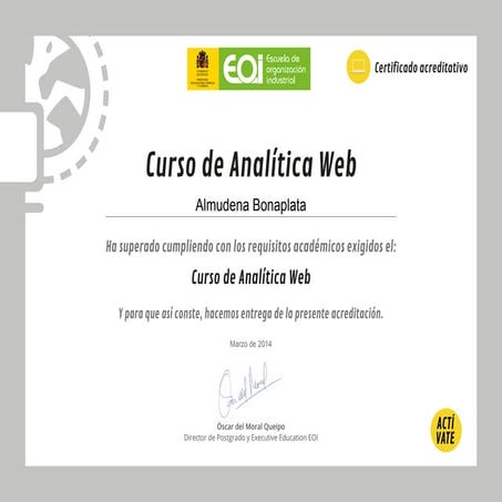EOI / Google - Curso analítica web - 2014 certificado