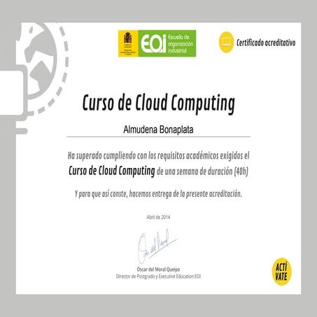 EOI / Google - Curso cloud computing - 2014 certificado