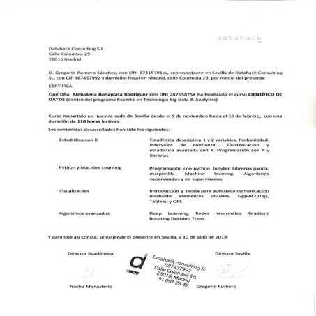 Experta en Data Science - Almudena Bonaplata - 2019
