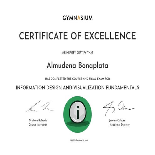 Almudena Bonaplata - 2019 - Course Certificate Information Design and Visuali...