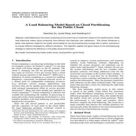 A load balancing model based on cloud partitioning | PDF | Cloud ...