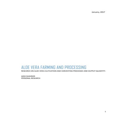 Aloe vera farming (personal research)