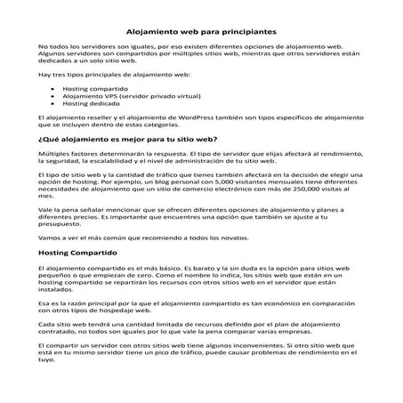  Alojamiento web para principiantes