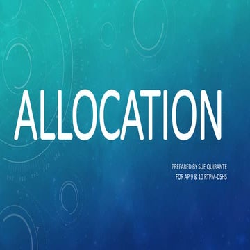 Allocation & Economic Systems