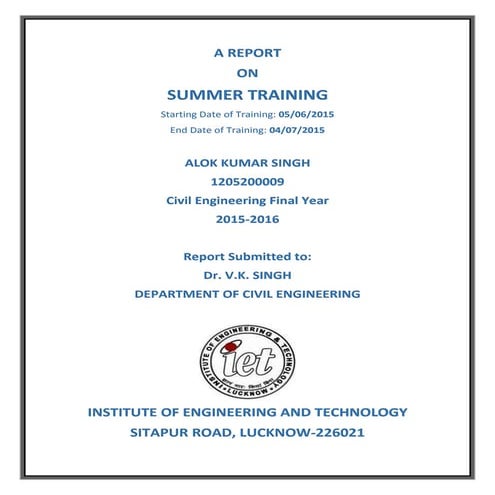 Summer training report in civil engineering