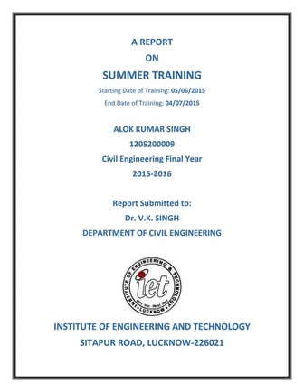 Summer training report in civil engineering