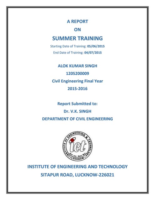 Summer training report in civil engineering