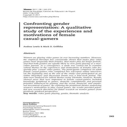 Female Casual Gamer Study