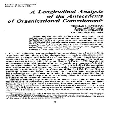 A Three-Component Conceptualization Of Organizational Commitment | PDF