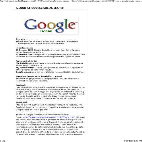 A look at google social search