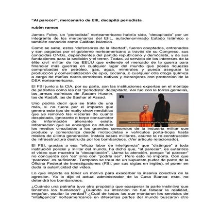 "Al parecer" mercenario británico del EIIL decapitó periodista norteamericano