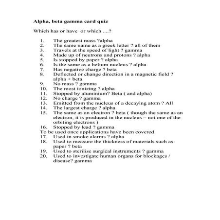 Alpha Beta Gamma Quiz Questions