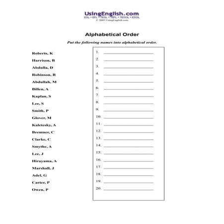 Alphabetical order | PDF