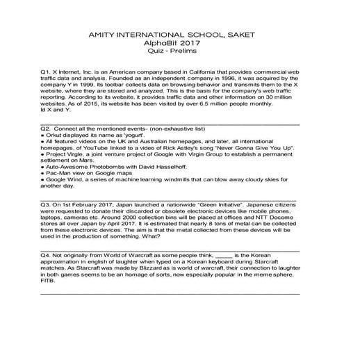 Alphabit Tech Quiz 2017 Prelims