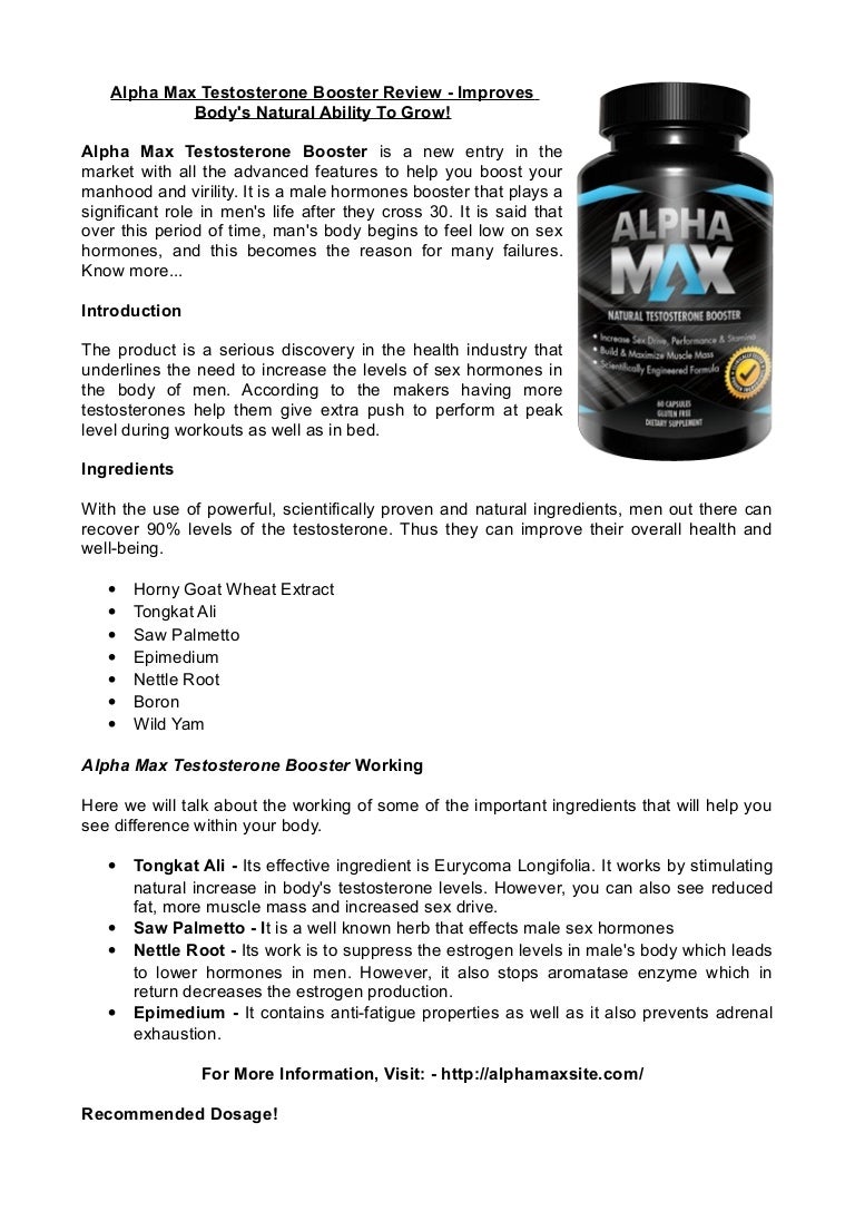 Alpha max testosterone booster