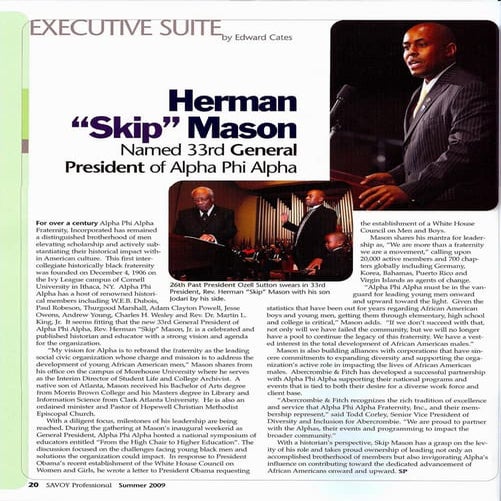Alpha Phi Alpha 33rd General President Skip Mason - Savoy Professional ...