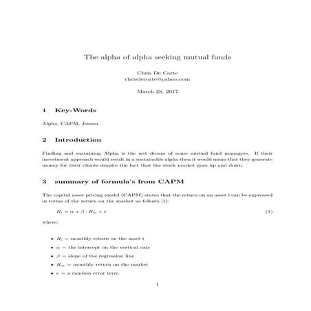 The Alpha of Alpha seeking mutual funds