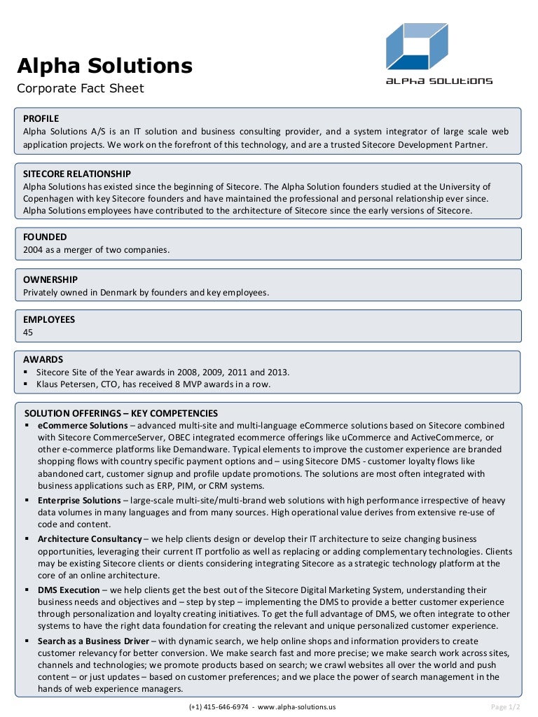 Alpha Solutions Fact Sheet June 2014