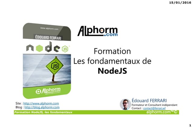 Alphorm.com Formation NodeJS, les fondamentaux