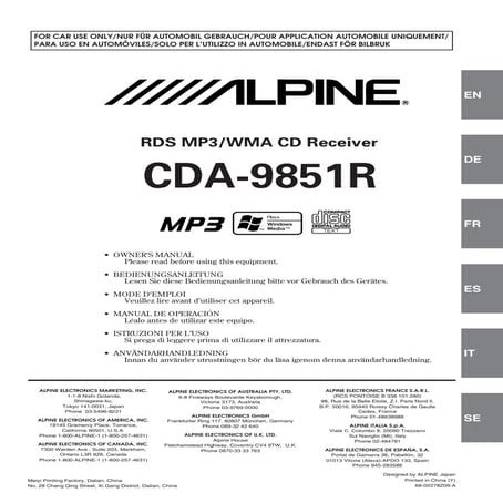 Alpine cda 9851-r_en | PDF