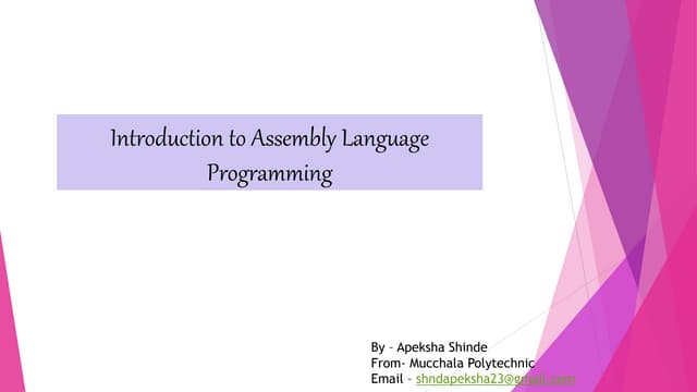 Introduction to Assembly Language 