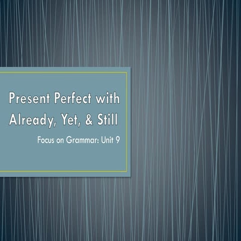 Present Perfect with Already, Yet, & Still