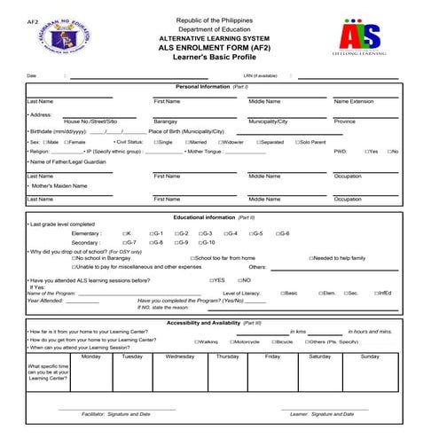 ALS Form 2-Enrollment Form