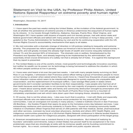 Alston, Philip [2017] Statement on Visit to the USA, UN Special ...