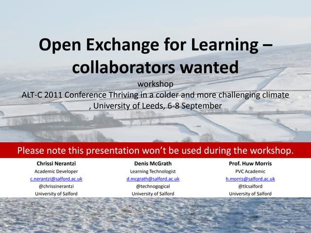 Open Exchange for Learning - collaborators wanted