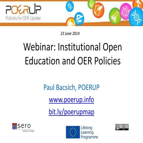 Institutional Open Education and OER Policies - a view from POERUP