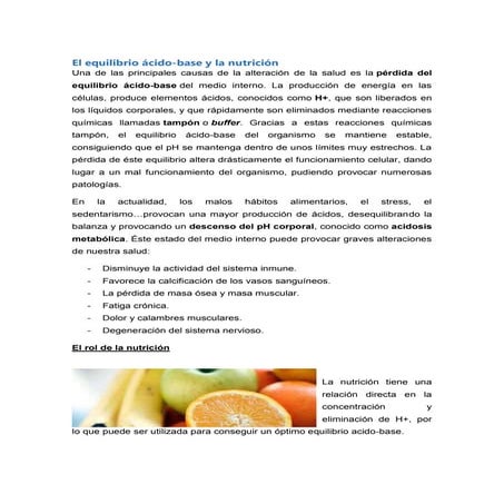 Alteracion de  ácido base en el organismo