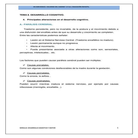 Alteraciones dllo.  cognitivo