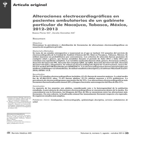 ALTERACIONES ELECTROCARDIOGRÁFICAS EN PACIENTES AMBULATORIOS DE UN GABINETE P...