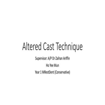 Altered Cast Technique for Distal Extension Removable Partial Dentures ...