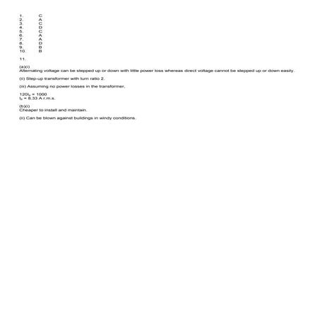 J2 Physics 2008 prelim solutions Alternating current 