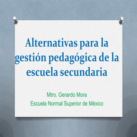 Alternativas para la gestión pedagógica en la escuela secundaria