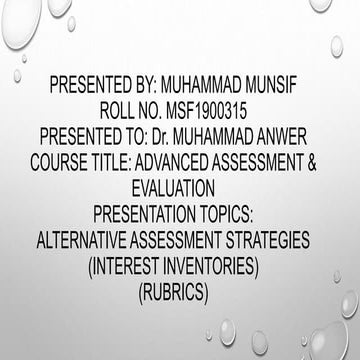 Alternative assessment strategies