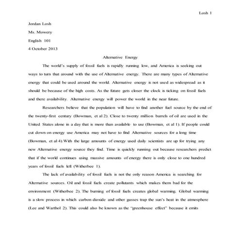 Alternative energy  research paper