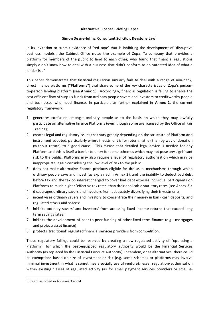 Alternative Finance Briefing Paper Simon DeaneJohns 27 01 12