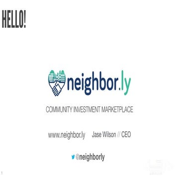 Alternative Funding Models for Civic Projects- Neighbor.ly