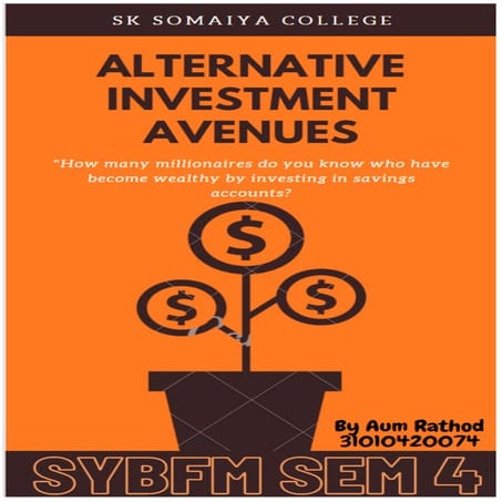 Alternative investment avenues by aum rathod