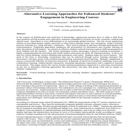 Alternative learning approaches for enhanced students’