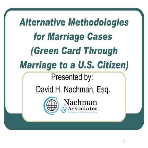 Alternative Methodologies For Marriage Cases (Revised)